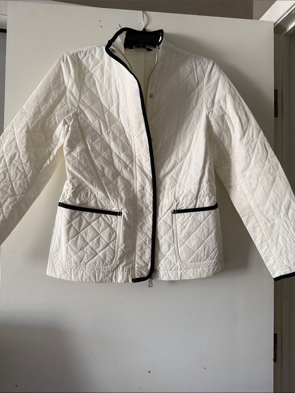 Polo by Ralph Lauren White Quilted Jacket with Black Trim